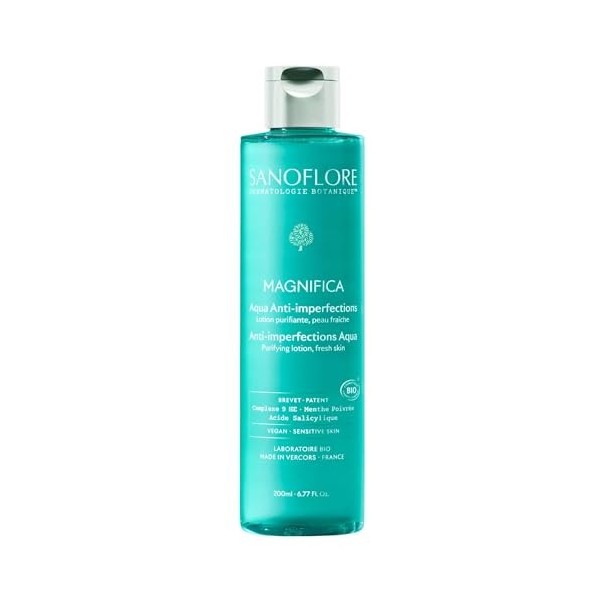 Sanoflore Aqua Magnifica, Lotion Purifiante Bio pour Peau Mixte et Grasse, Complexe 9 HE et Menthe Poivrée, 200 ml Lotions To...