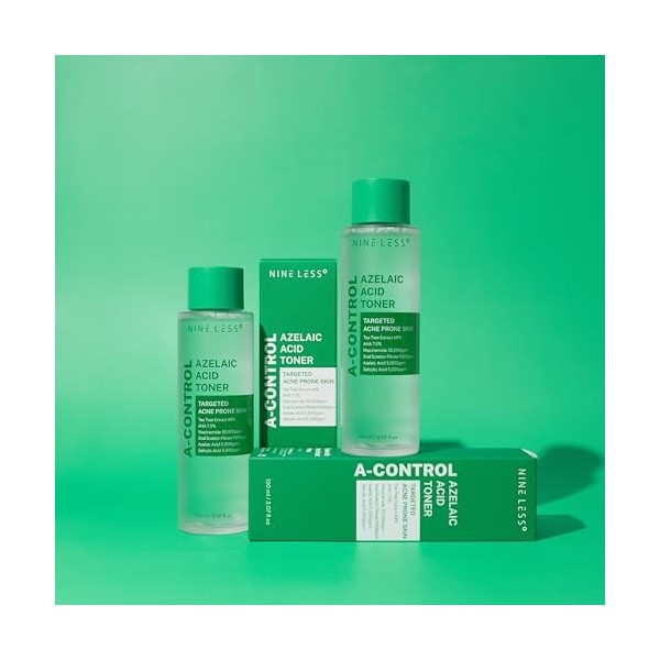 NINELESS A-Control Toner Acide Azélaïque 150 ml avec Acide Glycolique, Acide Citrique, Acide Lactique et Niacinamide