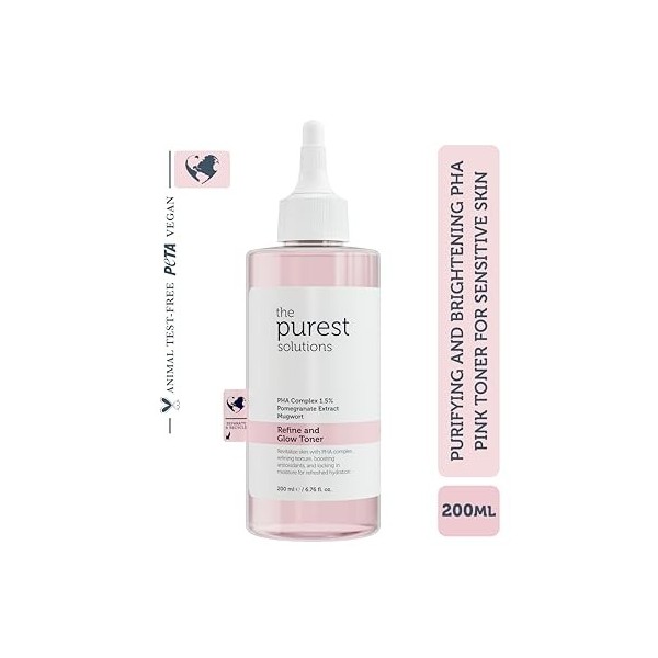 The Purest Solutions Toner PHA rose purifiant et éclaircissant pour peaux sensibles