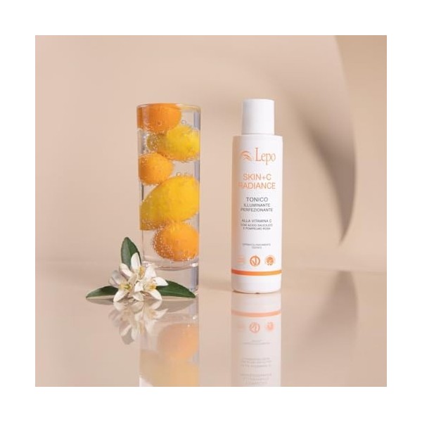 LEPO | SKIN+C Radiance, Tonique Illuminant 150 ml avec Vitamine C et Acide Salicylique, Luminosité et Fraîcheur pour Une Peau