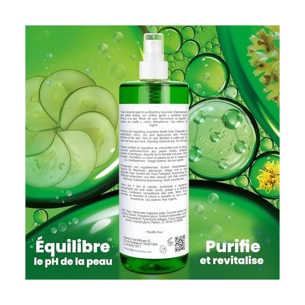 bleu & marine Bretania - Lotion Tonique Purifiante 500 ml | Thé Vert Anti-acné | Resserre les Pores | Normalise lExcès de Sé