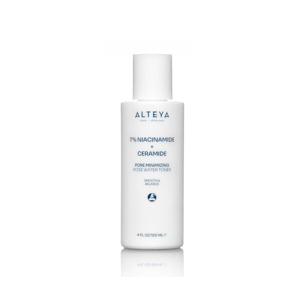Alteya Toner à leau de rose pour affiner les pores 120 ml avec 7 % de niacinamide + céramide – Réduit les pores et lhyperpi