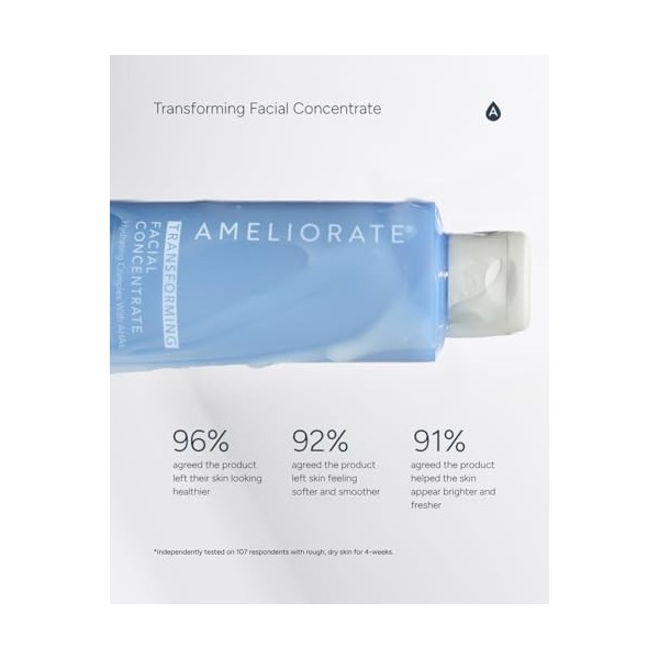 AMELIORATE Transforming Facial Concentrate 200ml | Clinically Proven Pore Refining Toner for Face | Hydrates, Brightens & Smo