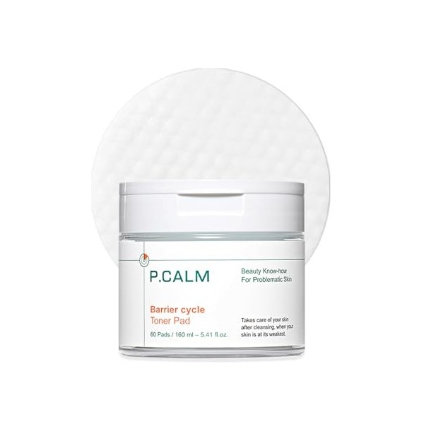 PCALM Barrier Cycle Lot de 60 tampons toniques végétaliens pour le visage coréen apaisant et hydratant Soin du sébum Exfolie 