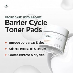 PCALM Barrier Cycle Lot de 60 tampons toniques végétaliens pour le visage coréen apaisant et hydratant Soin du sébum Exfolie 
