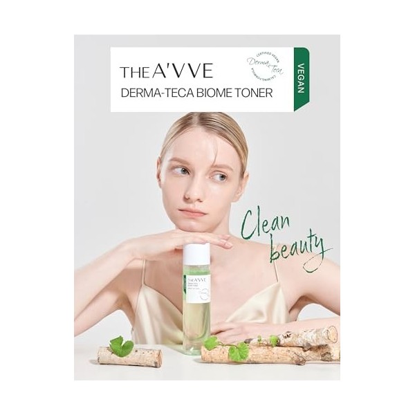 The AVVE Derma Teca Biome Toner végétalien coréen pour le visage avec Centella Asiatica Exfoliant pour peaux sèches et sensi