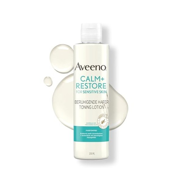 Aveeno CALM+RESTORE Lotion tonifiante à lavoine apaisante 200 ml , tonique sans parfum et démaquillant rafraîchissant pour 