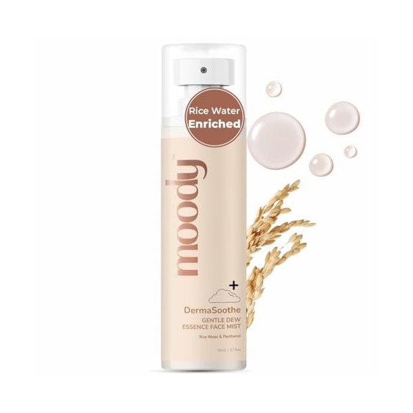 Moody DermaSoothe Brume éclaircissante pour le visage et essence tonique avec riz et céramides | Renforce la barrière cutanée
