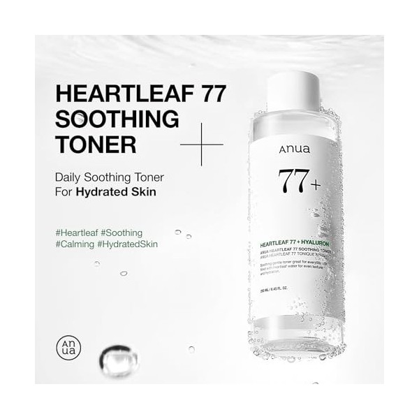 ANUA Heartleaf 77% Tonique apaisant I pH 5,5 Soin des problèmes de peau, apaisant la peau, rafraîchissant, purifiant 500 ml 