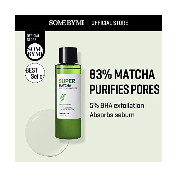 SOME BY MI Tonique raffermissant les pores Super Matcha - 5,07 oz, 150 ml - Fabriqué à partir dextraits de matcha pour peaux