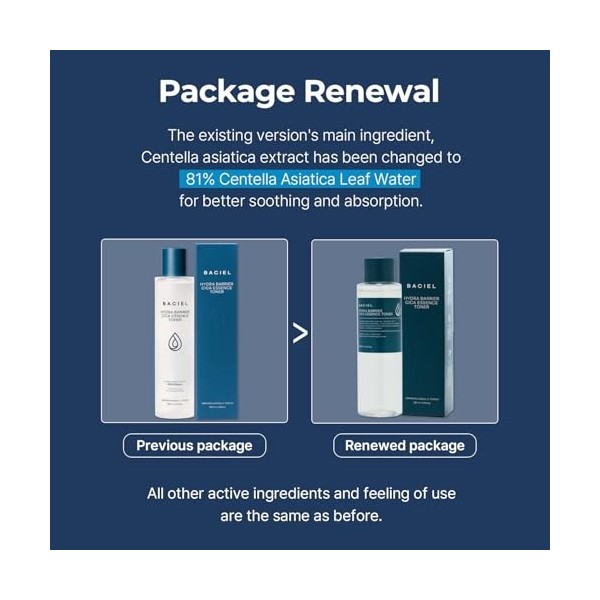 BACIEL - Hydra Barrier Cica Essenz Toner tonique pour le visage 200 ml | Centella Asiatica | Acides hyaluroniques | Niacina