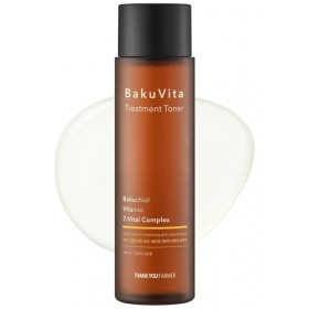 THANKYOU FARMER BakuVita Treatment Toner 200 ml - Alternative au rétinol Bakuchiol, Tonique à la vitamine C+E, Tonique hydrat