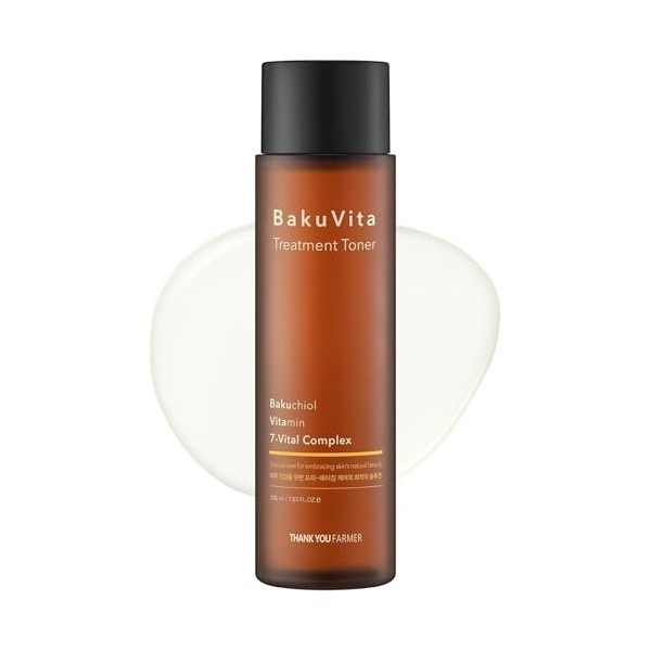 THANKYOU FARMER BakuVita Treatment Toner 200 ml - Alternative au rétinol Bakuchiol, Tonique à la vitamine C+E, Tonique hydrat