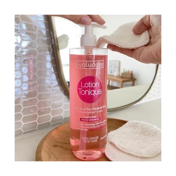EVOLUDERM - Lotion Tonique Apaisante Peaux Sensibles - 250 ml - 96% dOrigine naturelle - Végan - Fabrication Française - Lot