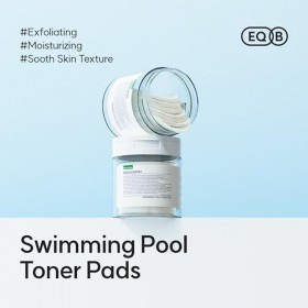 EQQUALBERRY Swimming Pool Toner Pads – Disques Tonique Visage Double Texture, Exfoliation Douce et Hydratation à l’Acide Hyal