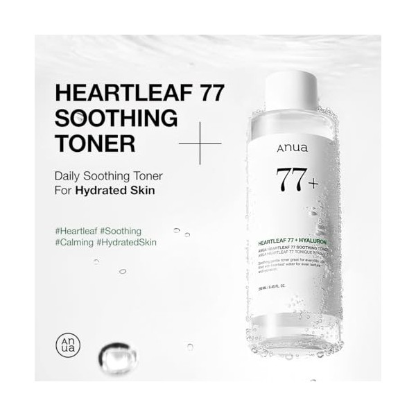 ANUA Heartleaf 77% Tonique apaisant I pH 5,5 Soin des problèmes, apaisant la peau, rafraîchissant, hydratant, purifiant, sans