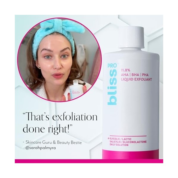 Bliss Exfoliant liquide BlissPro™ - Traitement exfoliant hebdomadaire avec 11,8% dAHA, BHA, PHA - 4 fl oz | Lisse la texture