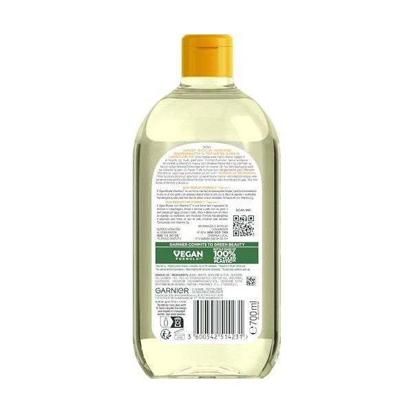 Garnier SkinActive All-in-1 Tonique micellaire douce pour le visage, eau nettoyante douce pour démaquiller, pour un teint écl