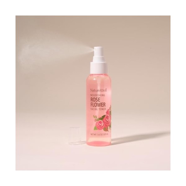 NATUREWELL Rose Water Hydrating Facial Toner Mist for Dewy & Radiant Skin, 100% Vegan, Refreshing, Conditioning, Soothing, Re