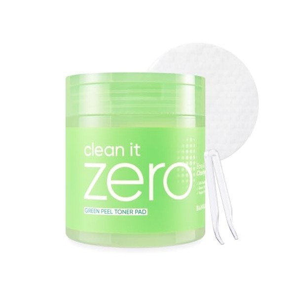 BANILA CO Tampon tonique Clean it Zero Green Peel|Texture double coréenne végétalienne|Complexe vert et LHA pour uniformiser 