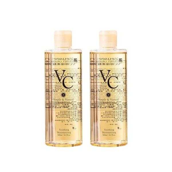 Lot de 2 toners 2025 VC - 500 ml - Soin coréen de la peau - Vitamine C - Hydra-Lock - Luminance Boost - Raffinement des pores...