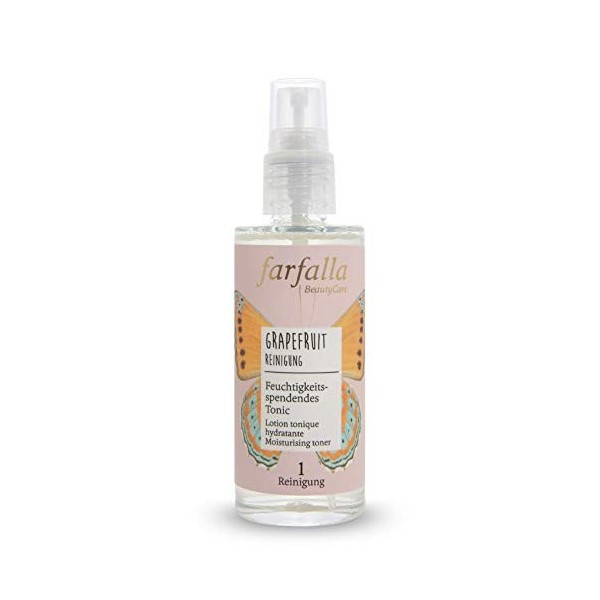 farfalla Tonic 100 - Nettoyant de pamplemousse - Hydratant - Cosmétique naturel certifié - Transparent - 80 ml