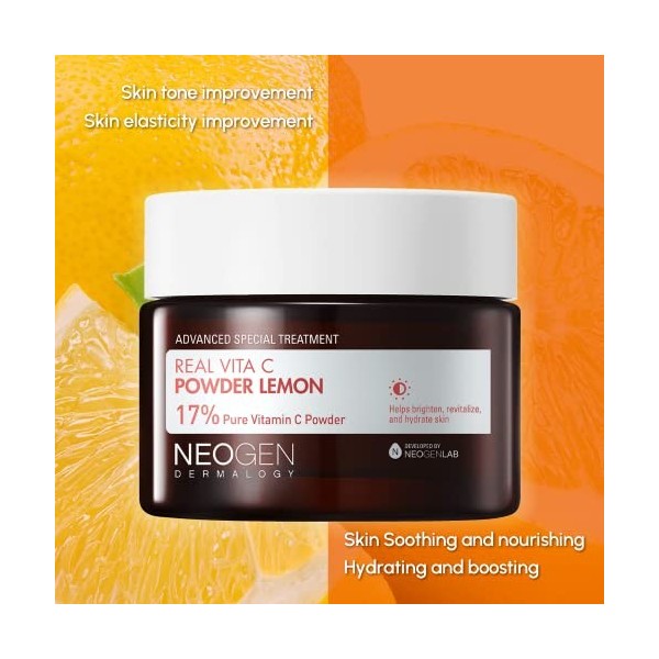 DERMALOGY by NEOGENLAB Poudre Vita C Citron 0,70 oz 20 g - Mix to Boost Facial Skin Care - Poudre de vitamine C éclaircissa