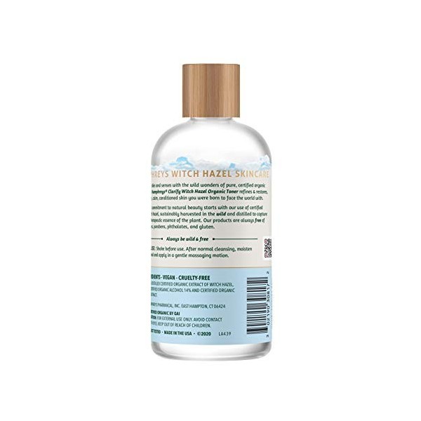 Humphreys Clarify Witch Hazel Tonique bio, transparent, 236,8 g