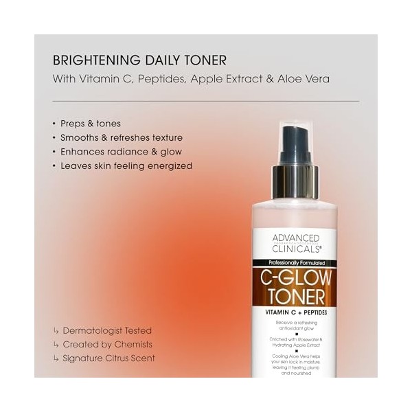 ADVANCED CLINICALS Tonique visage illuminateur avec vitamine C et A. férulique 237 ml