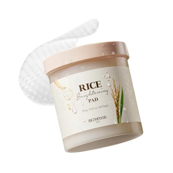 Skinfood Tampons Toniques Éclaircissants au Riz, Soins du Visage, 250g, 60 Tampons