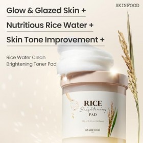 Skinfood Tampons Toniques Éclaircissants au Riz, Soins du Visage, 250g, 60 Tampons