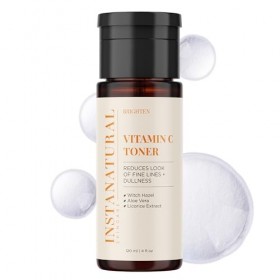 InstaNatural Lotion Faciale Tonifiante Vitamine C – Soin Visage Anti-Âge 100% Naturel et Biologique – Minimise les Pores & Ap