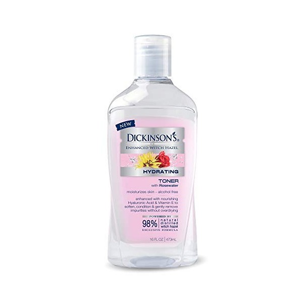 Dickinsons Enhanced Witch Hazel – Tonique hydratant – à leau de rose – 473 ml