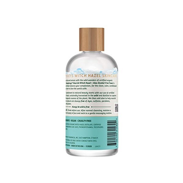 Humphreys Nourish Witch Hazel + Aloe Alcool Toner, transparent, 237 ml