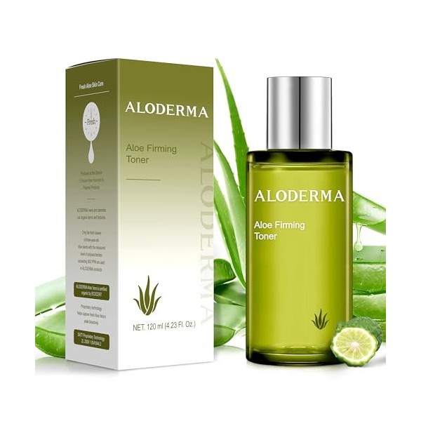 Aloderma Tonique raffermissant à laloe vera bio 91 % - Tonique visage naturel pour femme avec des plantes naturelles pour ré