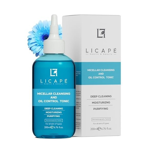 Licape Toner Face | 200 ml | Tonique visage pour un nettoyage en profondeur des pores et des pores raffinés | Tonique hydrata