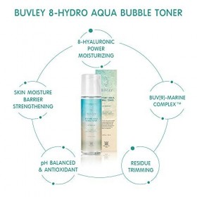 [BUVLEY] 8-Hydro Aqua Bubble Lotion tonifiante innovante pour le visage, hydratante, anti-âge, sans cruauté envers les animau