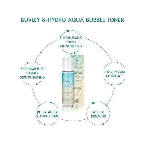 [BUVLEY] 8-Hydro Aqua Bubble Lotion tonifiante innovante pour le visage, hydratante, anti-âge, sans cruauté envers les animau