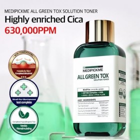 MEDIPICKME All Green Tox Solution Toner 20 ml | Cica Toner | Routine quotidienne douce de soins de la peau pour un effet apai