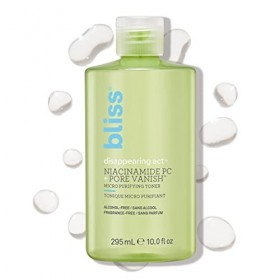 Bliss Tonique à la niacinamide Disappearing Act - 10 Fl Oz - Complexe Pore Vanish - Purifie et minimise les pores - Tonique p