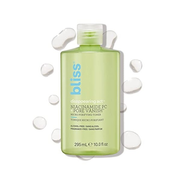 Bliss Tonique à la niacinamide Disappearing Act - 10 Fl Oz - Complexe Pore Vanish - Purifie et minimise les pores - Tonique p