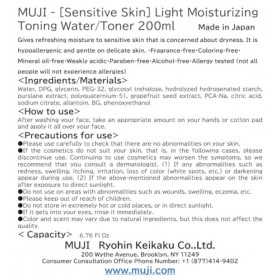 Muji Peau Sensible Hydratant Eau Tonique/Toner, Lumière - 200 ml