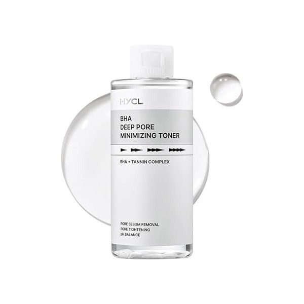 HYCL BHA - Tonique exfoliant pour le visage - 200 ml - Avec extrait décorce de Salix Alba saule et complexe de tanins - 50