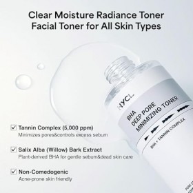 HYCL BHA - Tonique exfoliant pour le visage - 200 ml - Avec extrait décorce de Salix Alba saule et complexe de tanins - 50