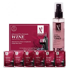 Nutriglow Naturals Advanced Pro Formula Wine Facial Kit 60Gm and Red Wine Facial Toner 100Ml for Detoxifies Skin, Fights