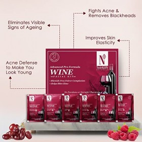 Nutriglow Naturals Advanced Pro Formula Wine Facial Kit 60Gm and Red Wine Facial Toner 100Ml for Detoxifies Skin, Fights
