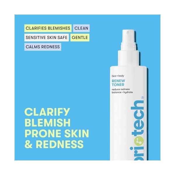 BRIOTECH Skin Renew Toner Spray à lacide hypochloreux pour le visage et la peau Minimise lapparence des imperfections, brum
