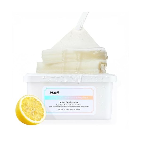 DearKlairs Freshly Juiced Lot de 80 tampons de toner vitaminé, préparation de maquillage, glutathion liposomal, facile à sépa