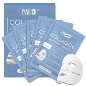 5 Pièces Masque au Collagène, Masque Collagene Hydratant et Raffermissant, Hydratant et Apaisant, Améliore l’Élasticité et l’