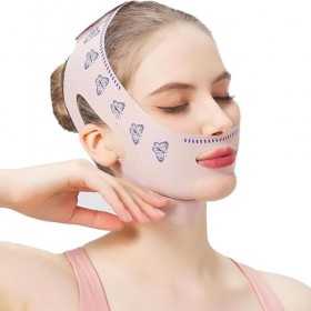 Masque Visage V-Line Refroidissant,Version Améliorée Ice-Cool,Masque Anti Double Menton Réutilisable,Bande Lifting Visage en ...